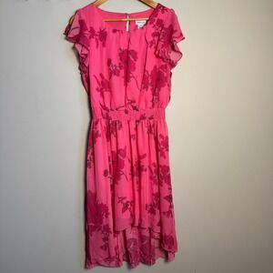 Kate‎ Lily Pink Floral High Low Ruffle Sleeve Dress Size 12 Girl Garden Fairy